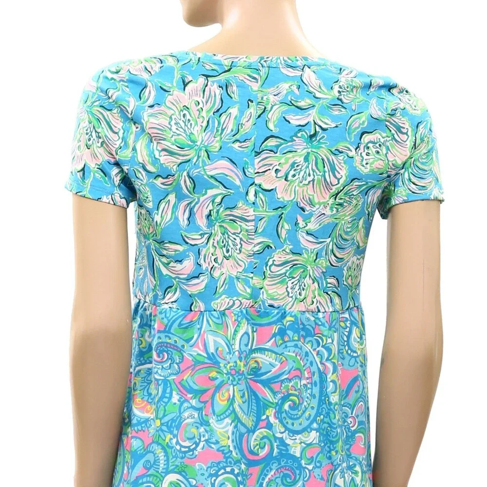 Lilly Pulitzer Floral Paisley Peinted Tiered Swing Mini Dress Cotton S 289511